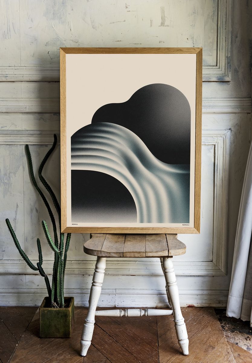 Abstract Waves — Minimalist Print room preview