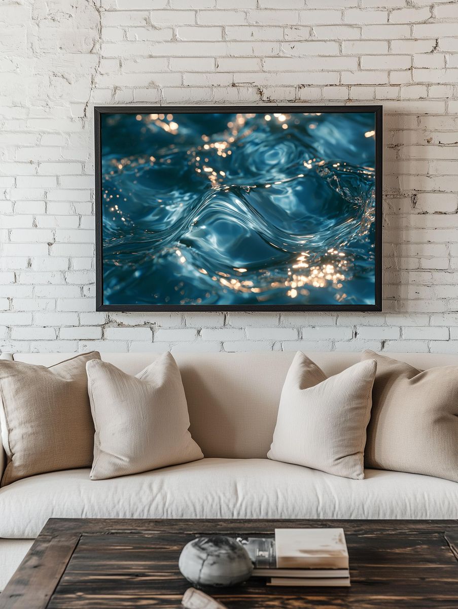 Abstract Blue Water Ripples Poster. — room view 1
