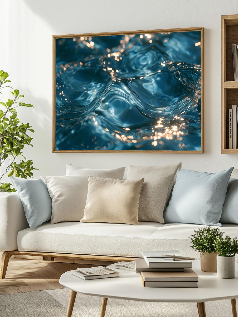 Abstract Blue Water Ripples Poster. — room view 2