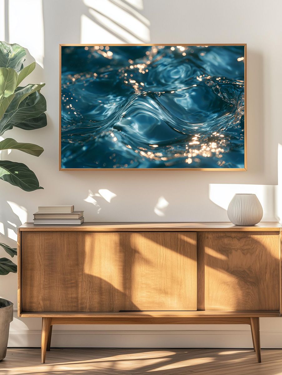 Abstract Blue Water Ripples Poster. — room view 3