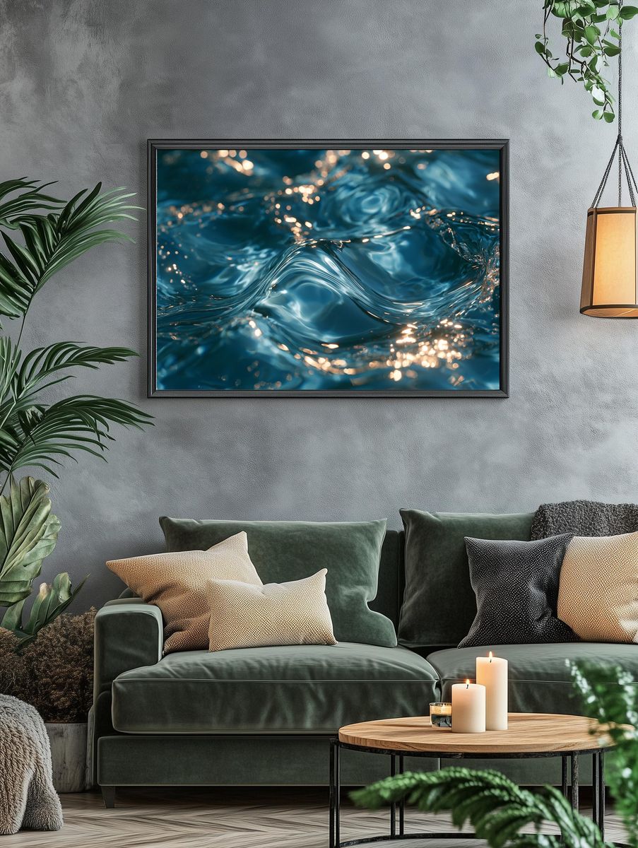 Abstract Blue Water Ripples Poster. — room view 4