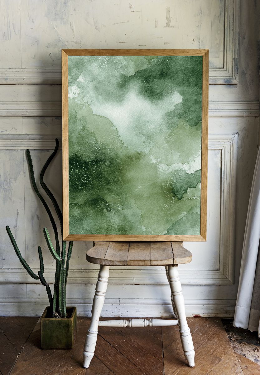 Verdant Watercolor Abstract Poster room preview