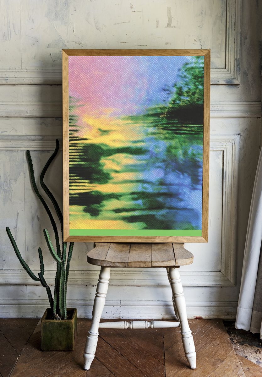 Dreamy Water Reflection Abstract Print. room preview