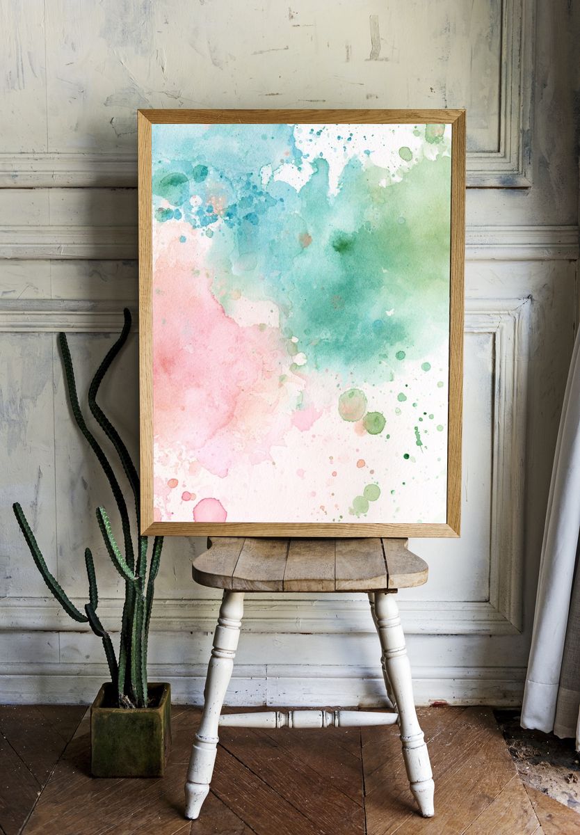 Pastel Watercolor Splash Poster. — room view 1