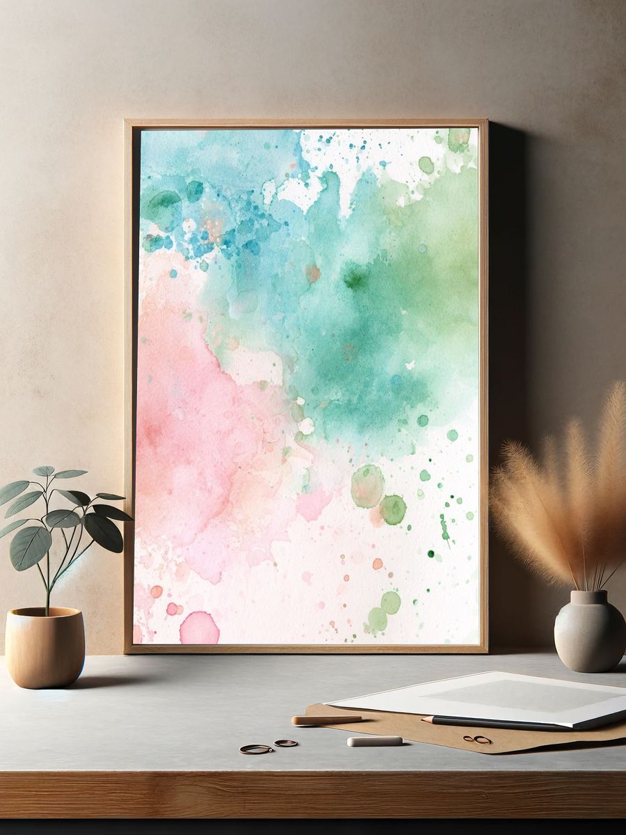 Pastel Watercolor Splash Poster. — room view 2