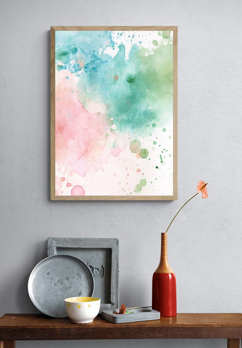 Pastel Watercolor Splash Poster. — room view 3