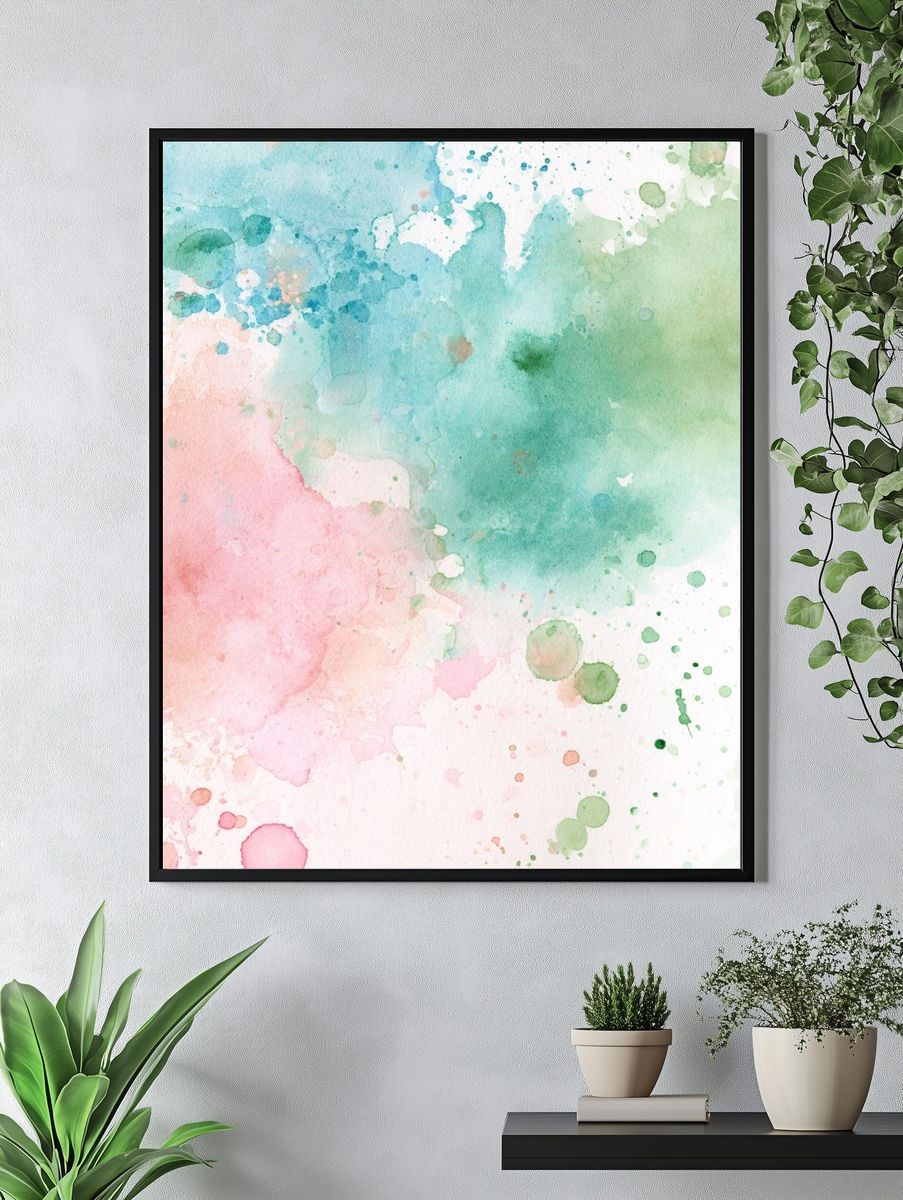 Pastel Watercolor Splash Poster. — room view 4