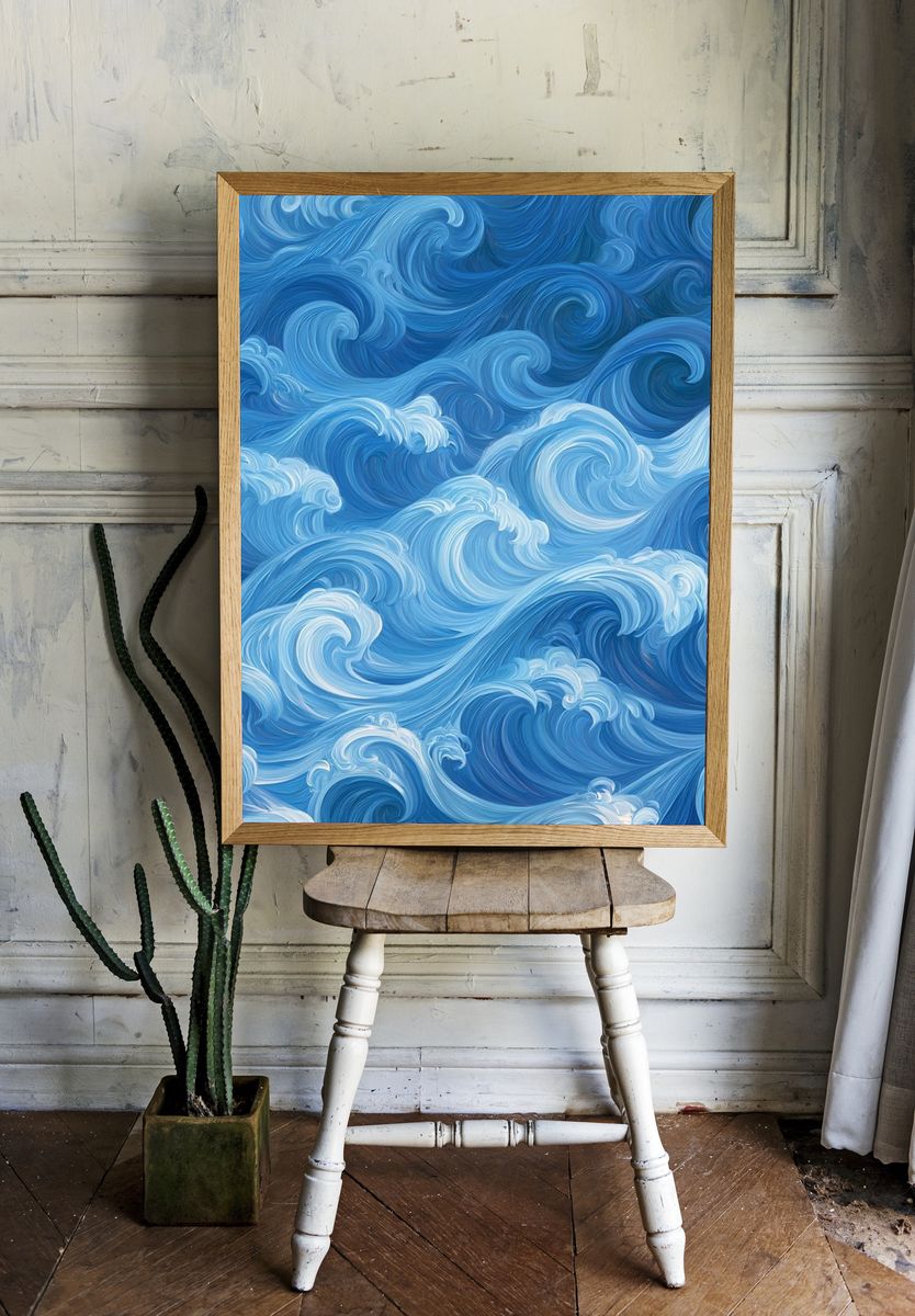 Ocean Waves Abstract Print. — room view 1