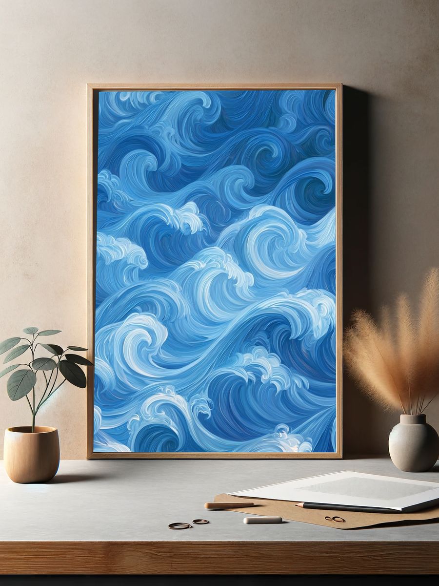 Ocean Waves Abstract Print. — room view 2