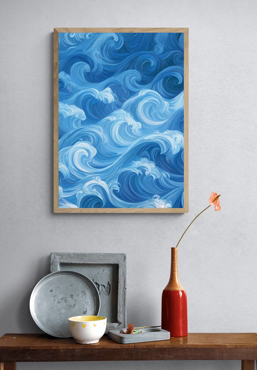Ocean Waves Abstract Print. — room view 3