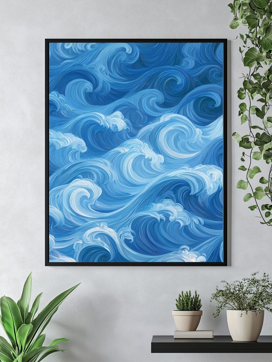 Ocean Waves Abstract Print. — room view 4