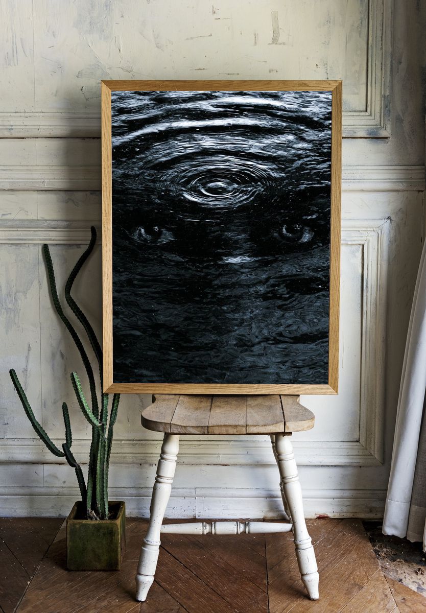 Dark Water Ripples Abstract Poster. — room view 1