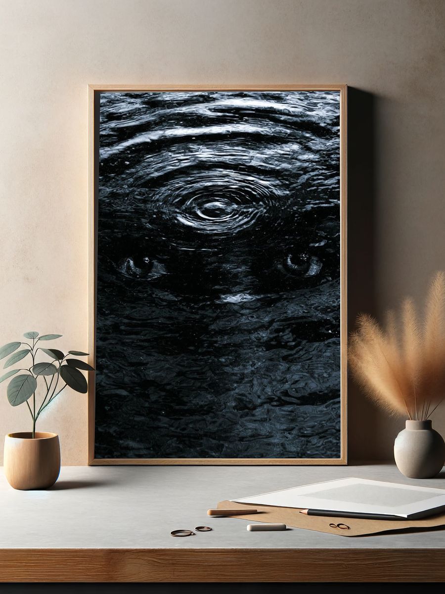 Dark Water Ripples Abstract Poster. — room view 2