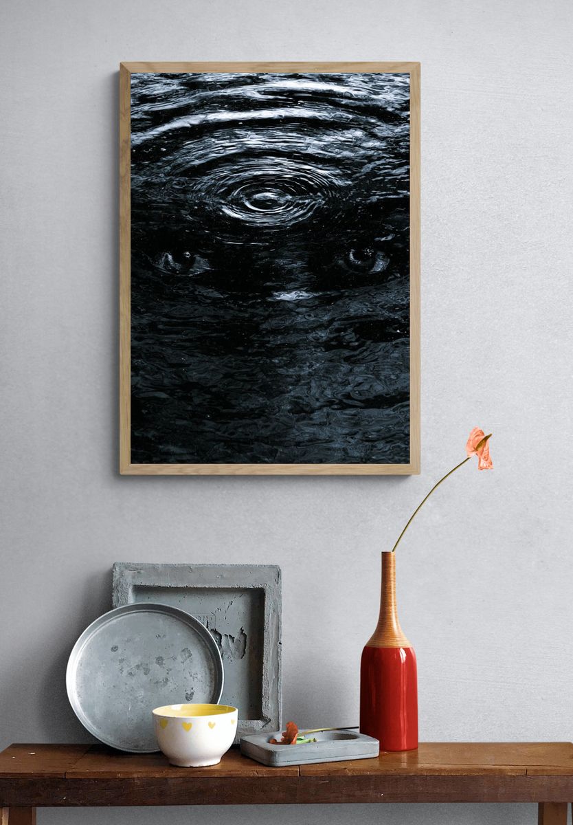 Dark Water Ripples Abstract Poster. — room view 3