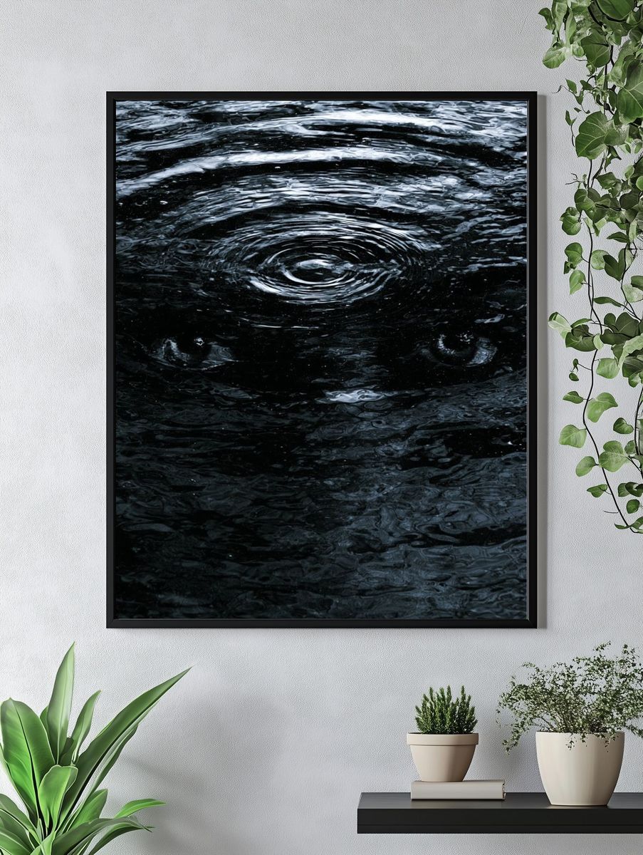 Dark Water Ripples Abstract Poster. — room view 4