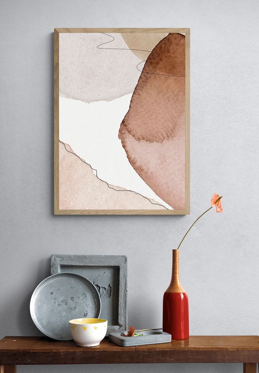 Abstract Watercolor Shapes Poster. — room view 3