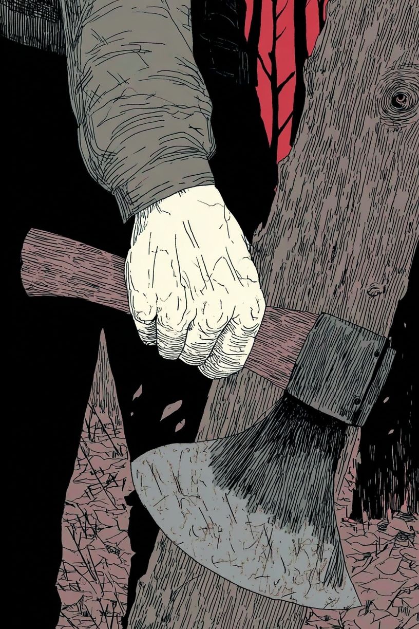 Axe in Hand — Illustration Print. poster — illustration art