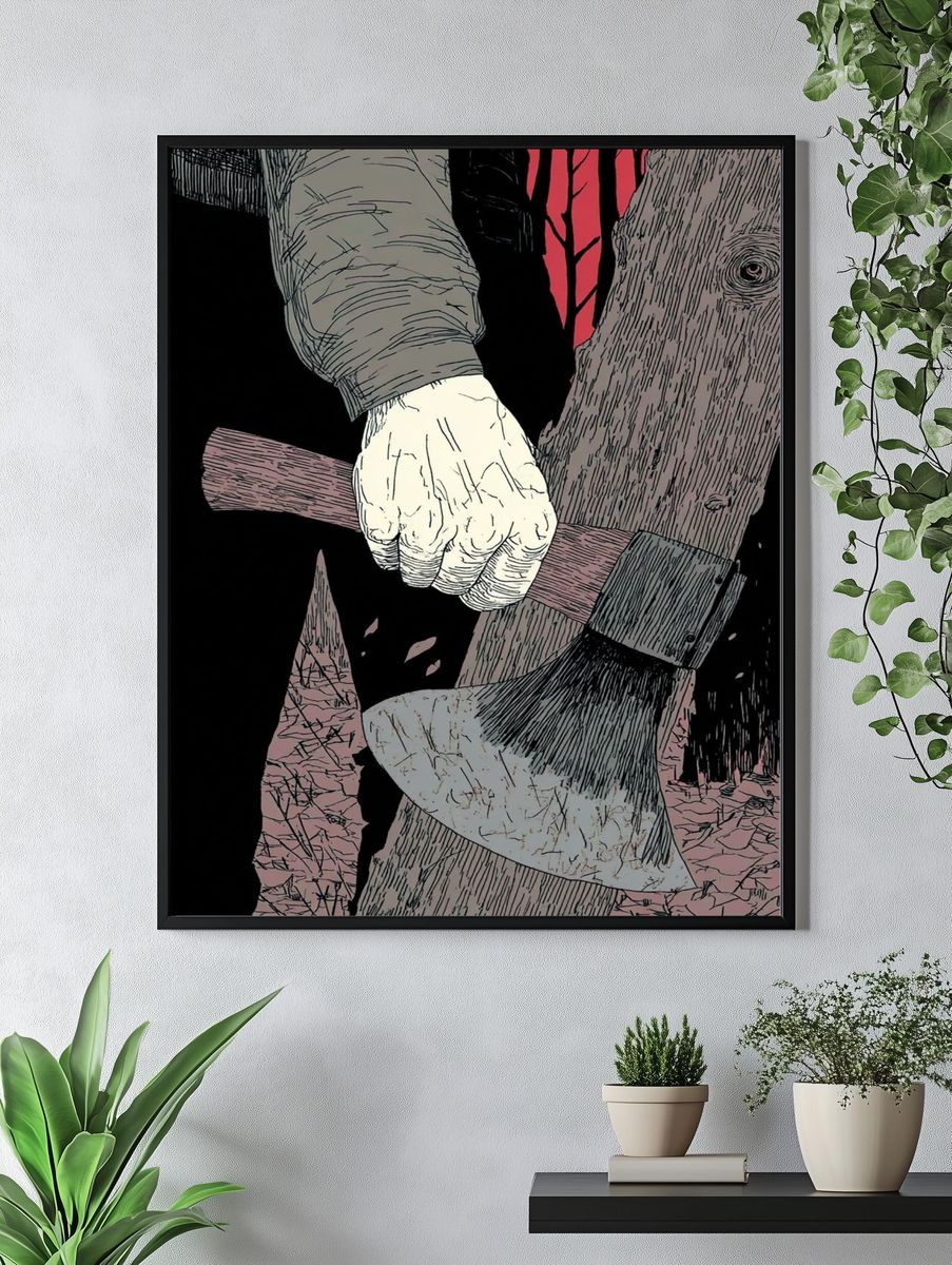 Axe in Hand — Illustration Print. — room view 4
