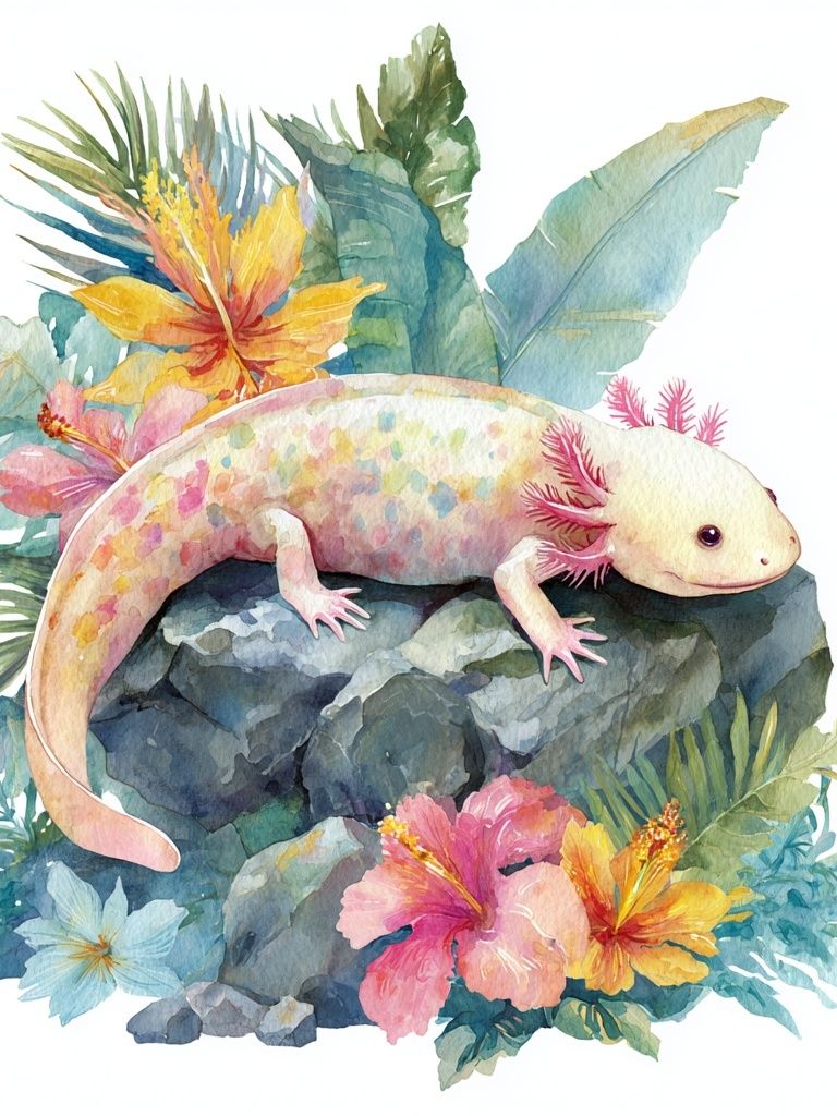 Axolotl Watercolor Poster. poster — illustration art
