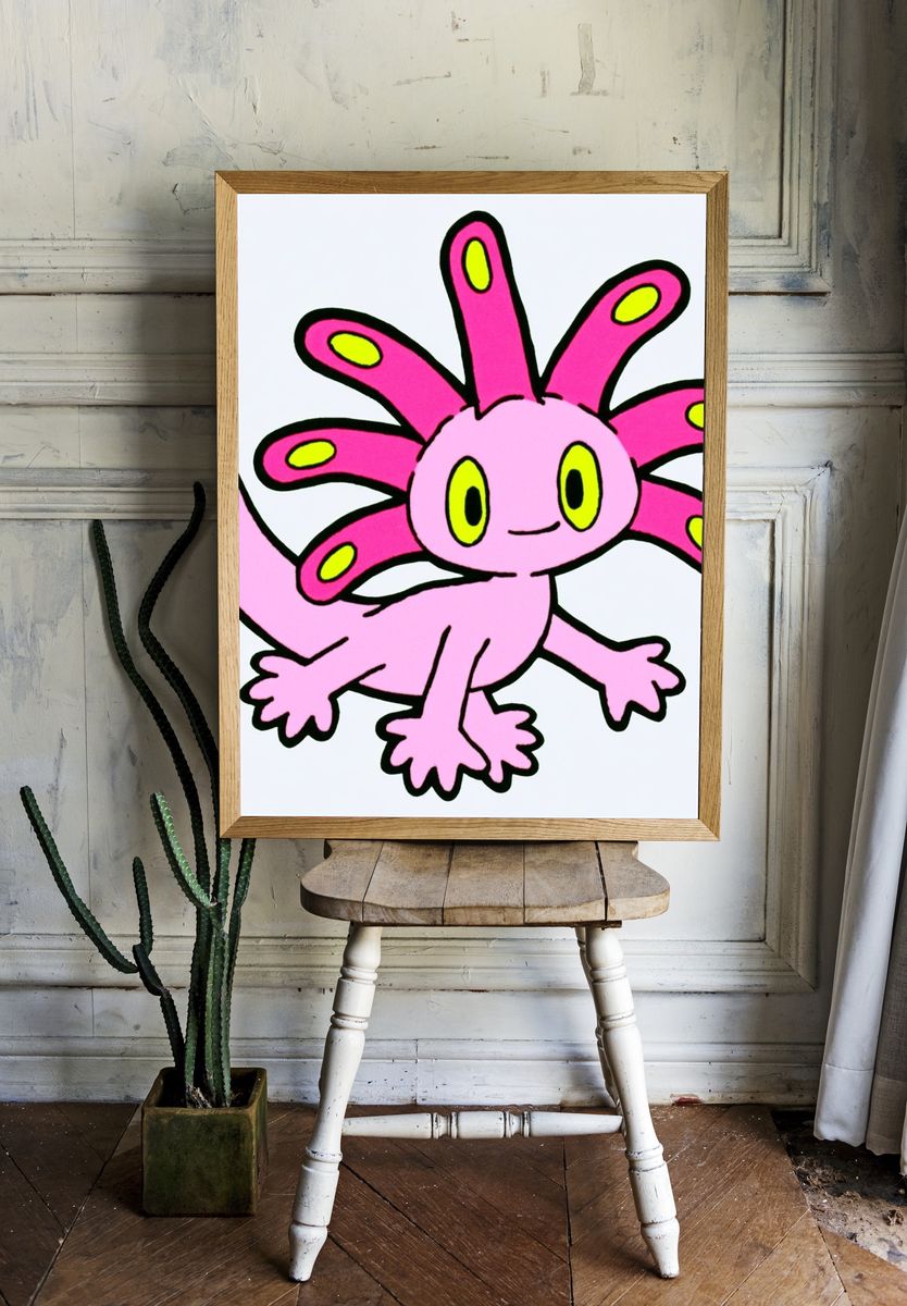 Axolotl Cartoon Poster. room preview