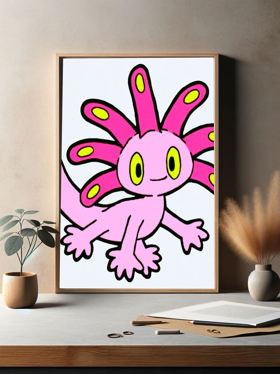 Axolotl Cartoon Poster. — room view 2