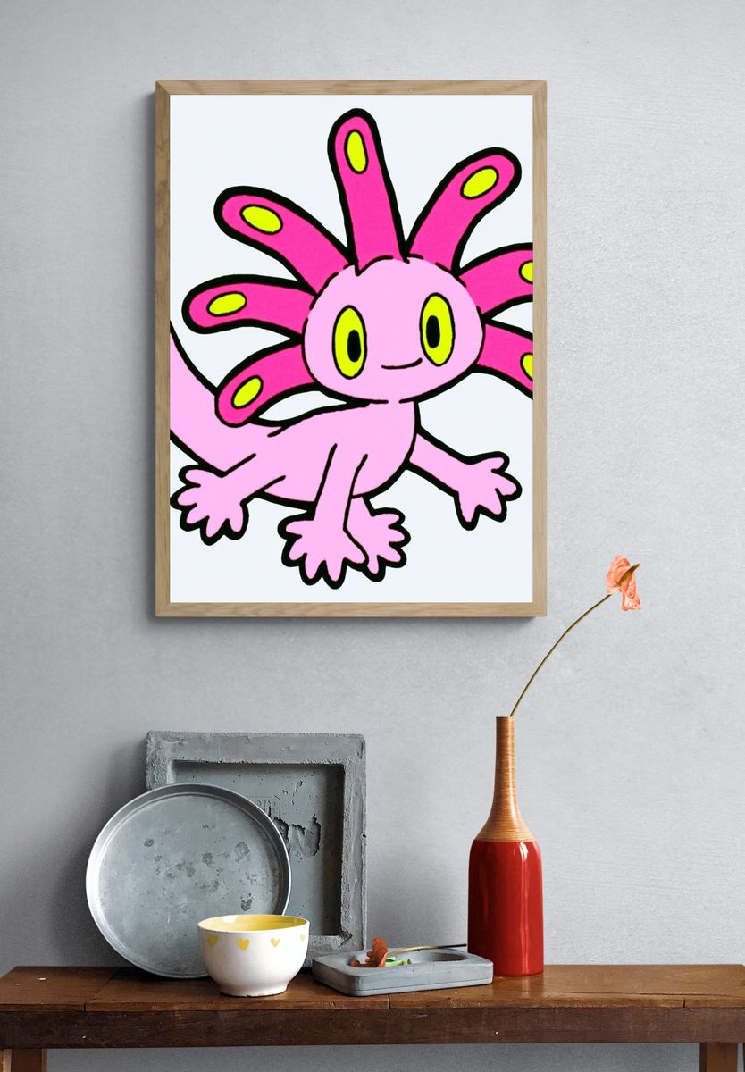 Axolotl Cartoon Poster. — room view 3