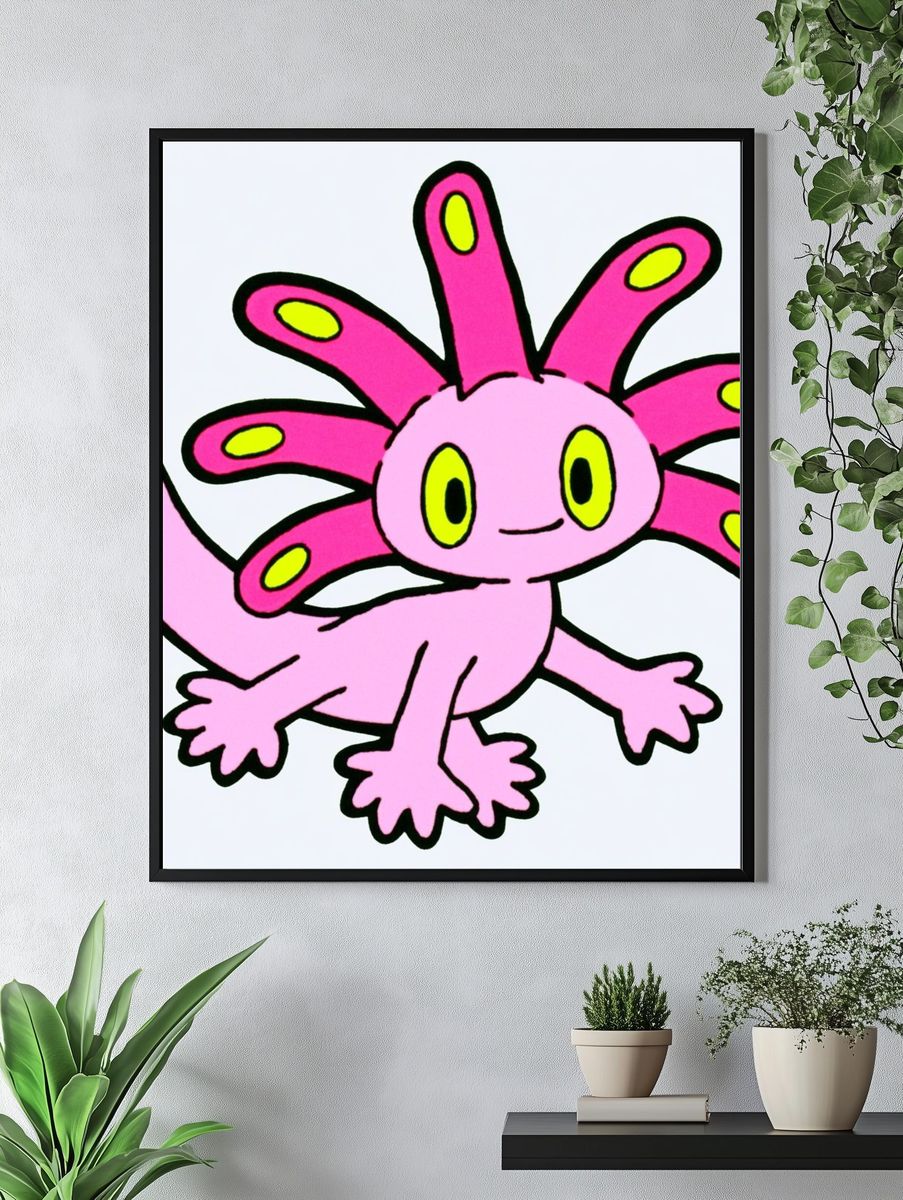 Axolotl Cartoon Poster. — room view 4