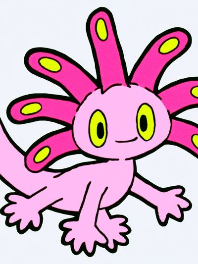 Axolotl Cartoon Poster.