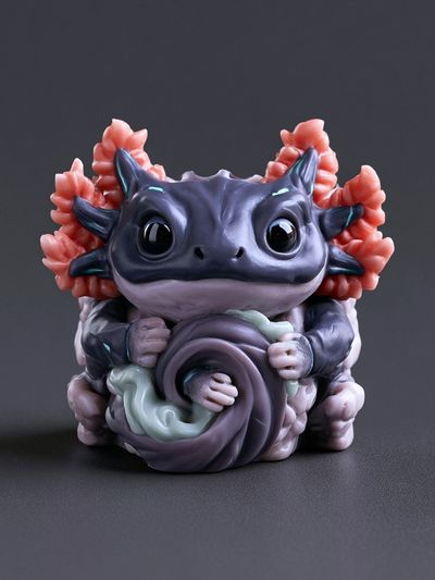 Axolotl Figurine Illustration Poster. poster