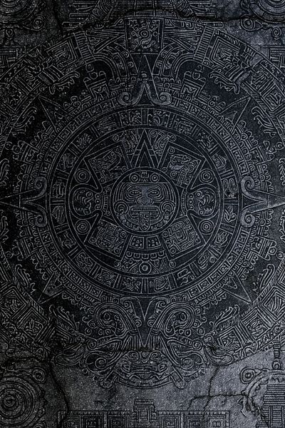 Aztec Sun Stone Black Print. poster