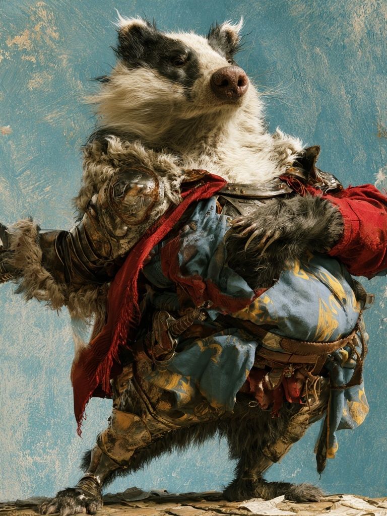 Armored Badger Fantasy Illustration Poster. poster — illustration art