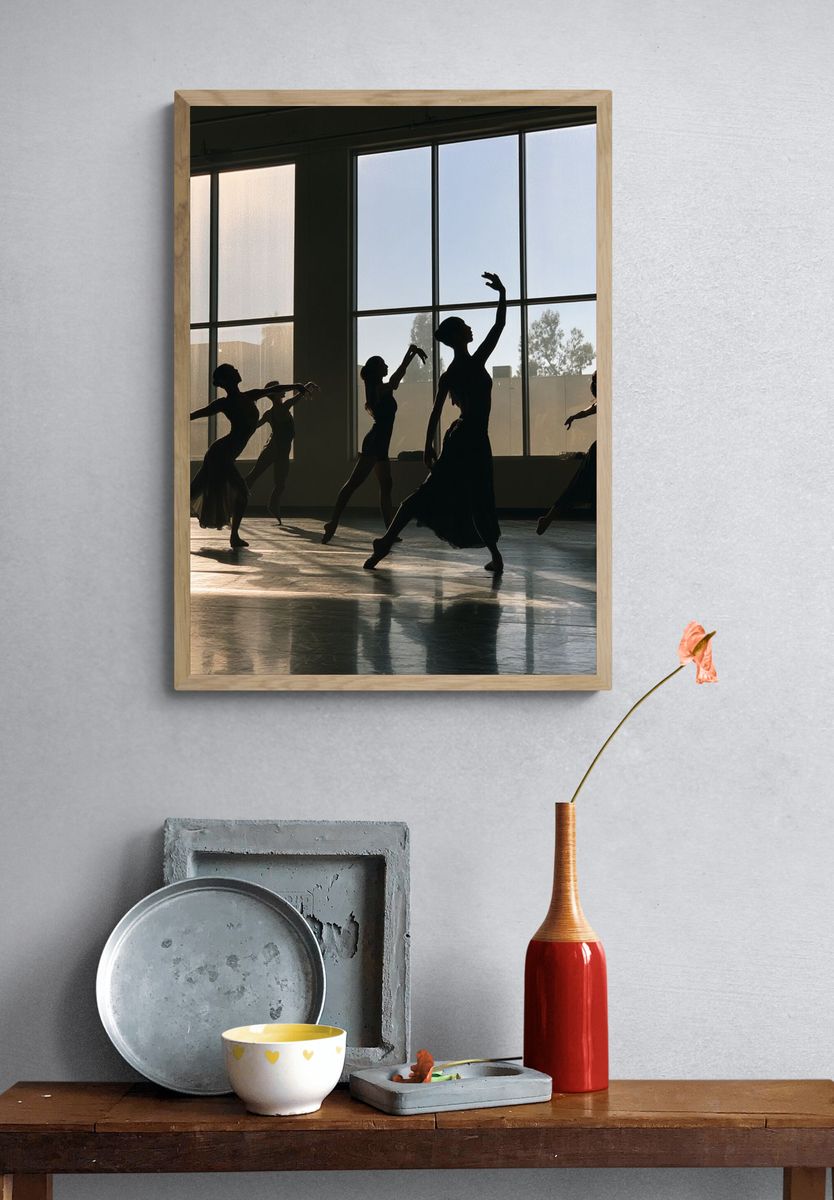 Ballet Dancers Silhouette Photography Poster. — room view 3