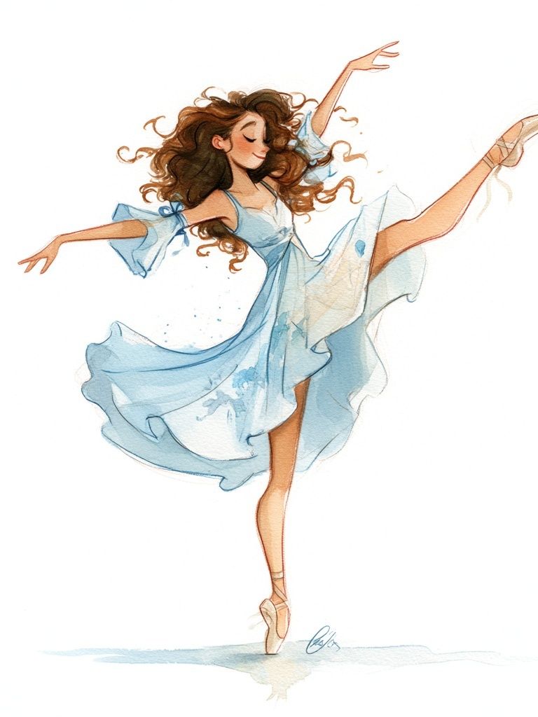 Ballet Dancer Watercolor Print. poster detail