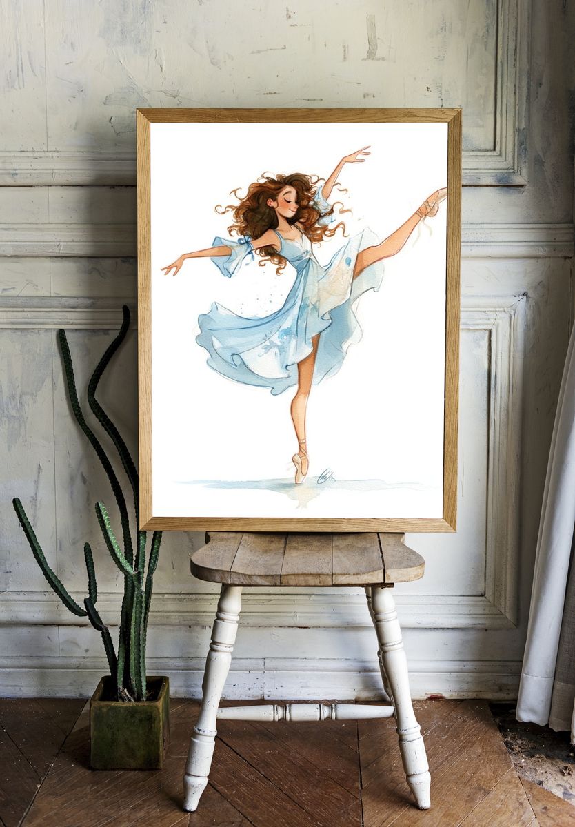 Ballet Dancer Watercolor Print. — room view 1