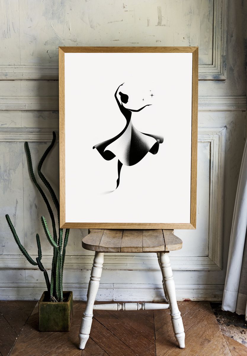 Elegant Ballerina Silhouette Print. room preview