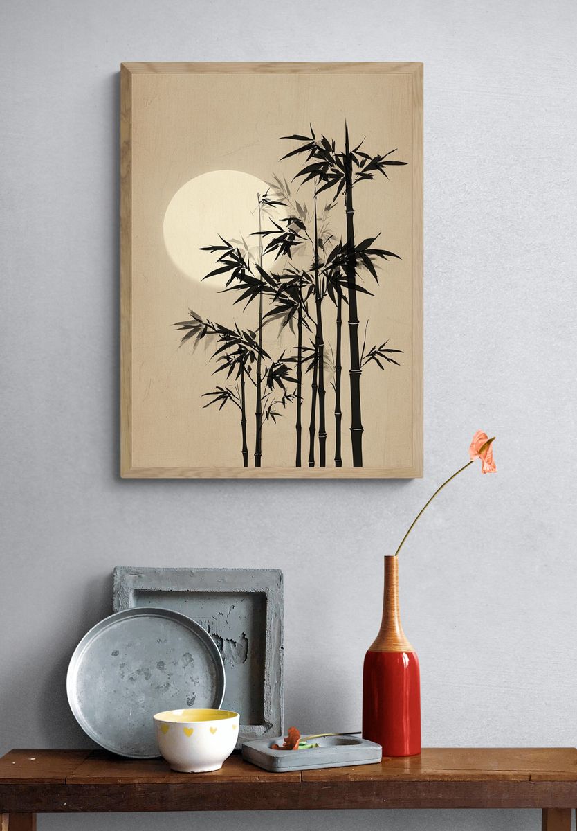 Bamboo Silhouette — Minimalist Print. — room view 3