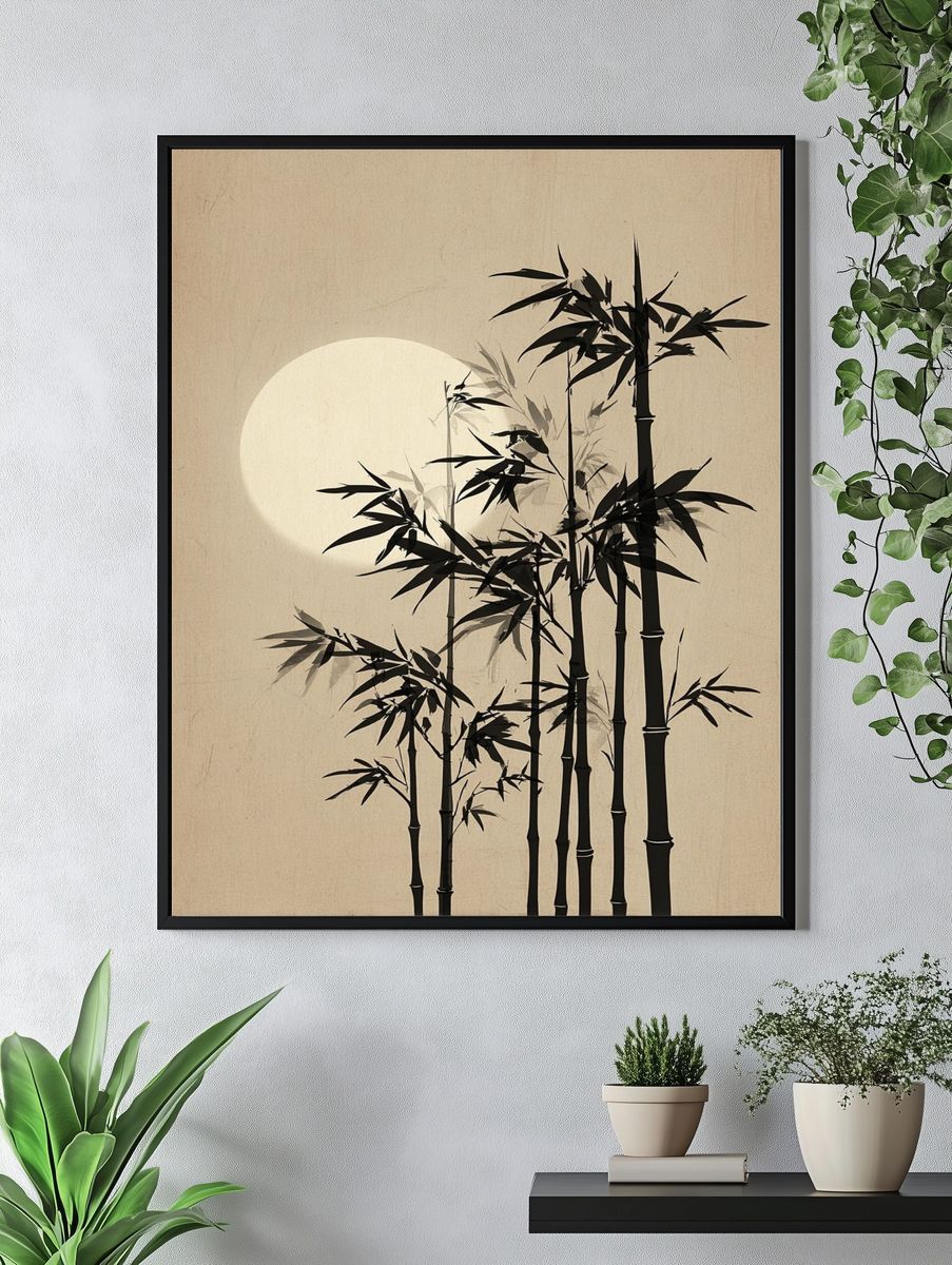 Bamboo Silhouette — Minimalist Print. — room view 4