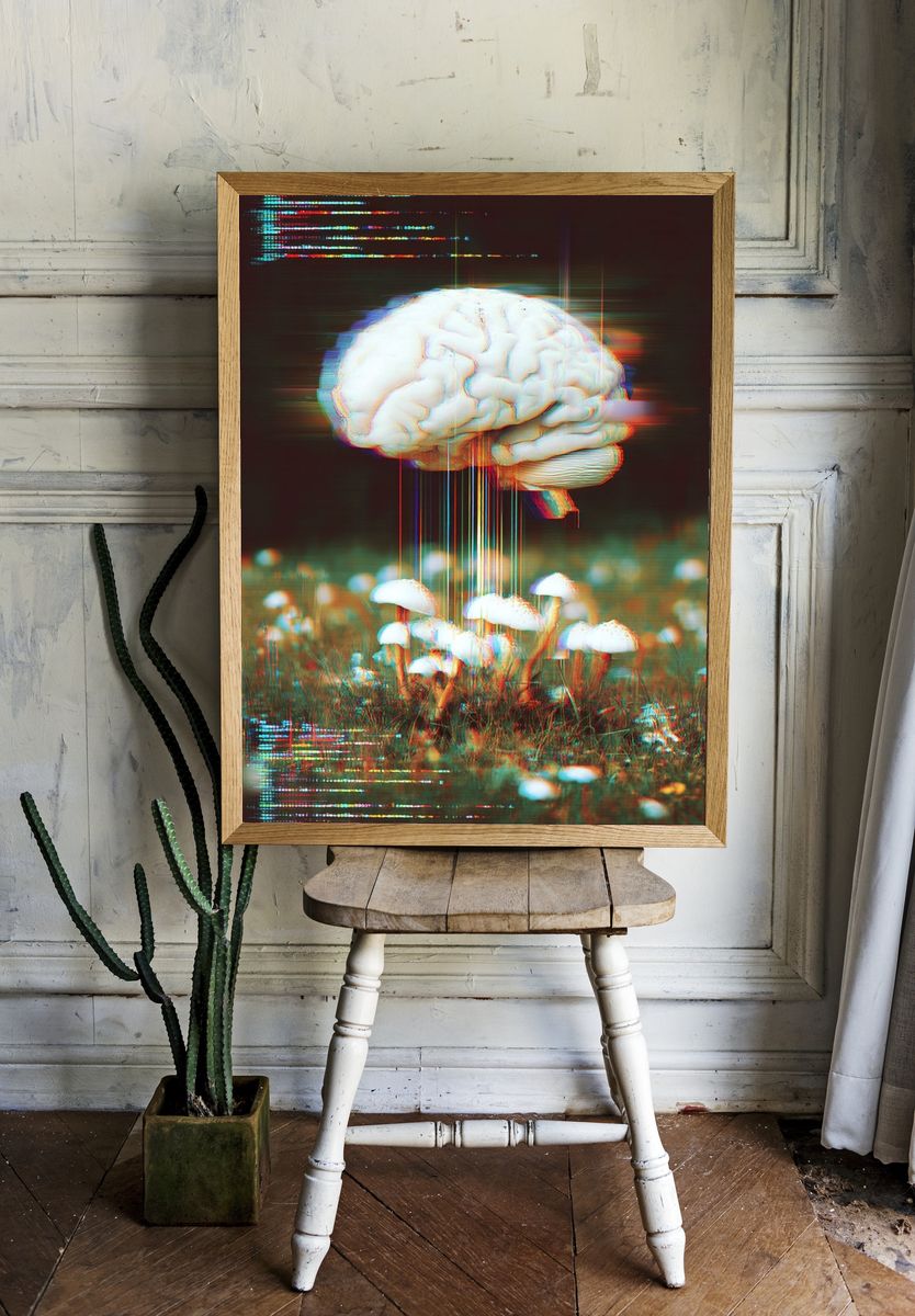 Brain and Mushrooms — Surrealism Print room preview