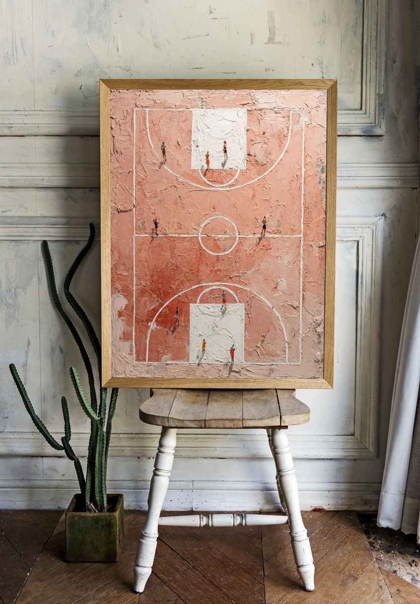 Basketball Court — Abstract Art Print. room preview