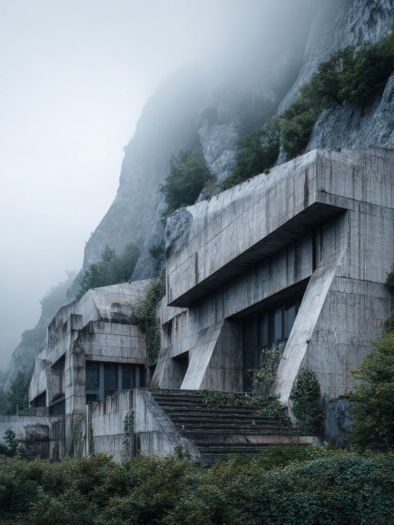 Brutalist Architecture in Fog — Photography Print.