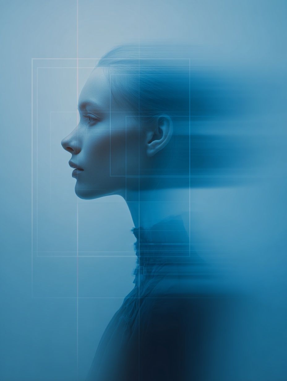 Blue Abstract Portrait Poster. poster detail