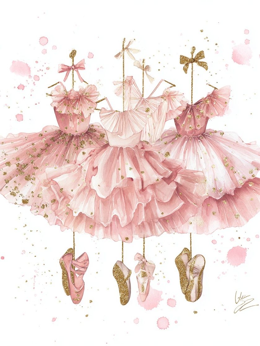 Ballet Dresses — Watercolor Print. poster — illustration art