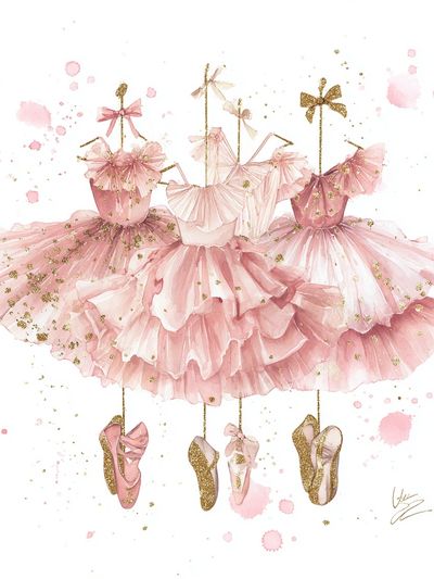 Ballet Dresses — Watercolor Print. poster print