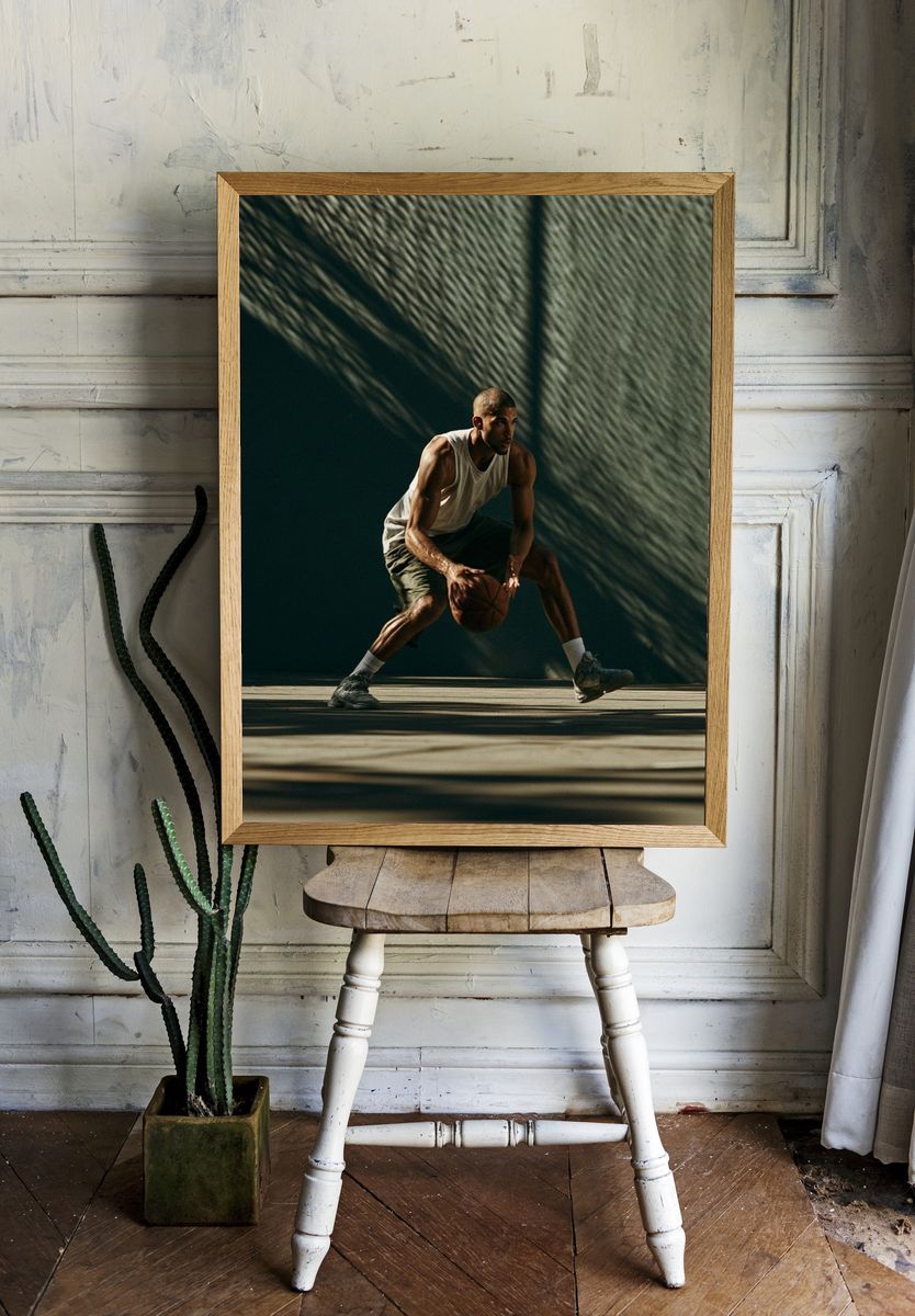 Basketball Dribble Photography Poster. — room view 1