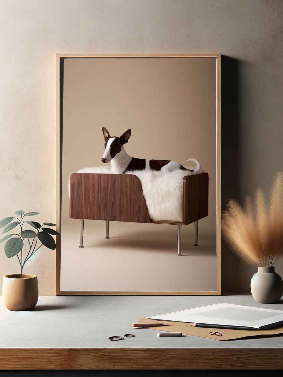 Basenji in Modern Chair Poster. — room view 2