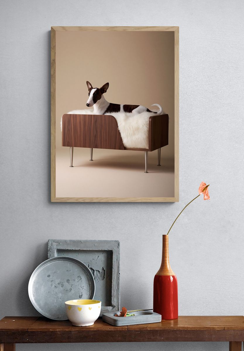 Basenji in Modern Chair Poster. — room view 3