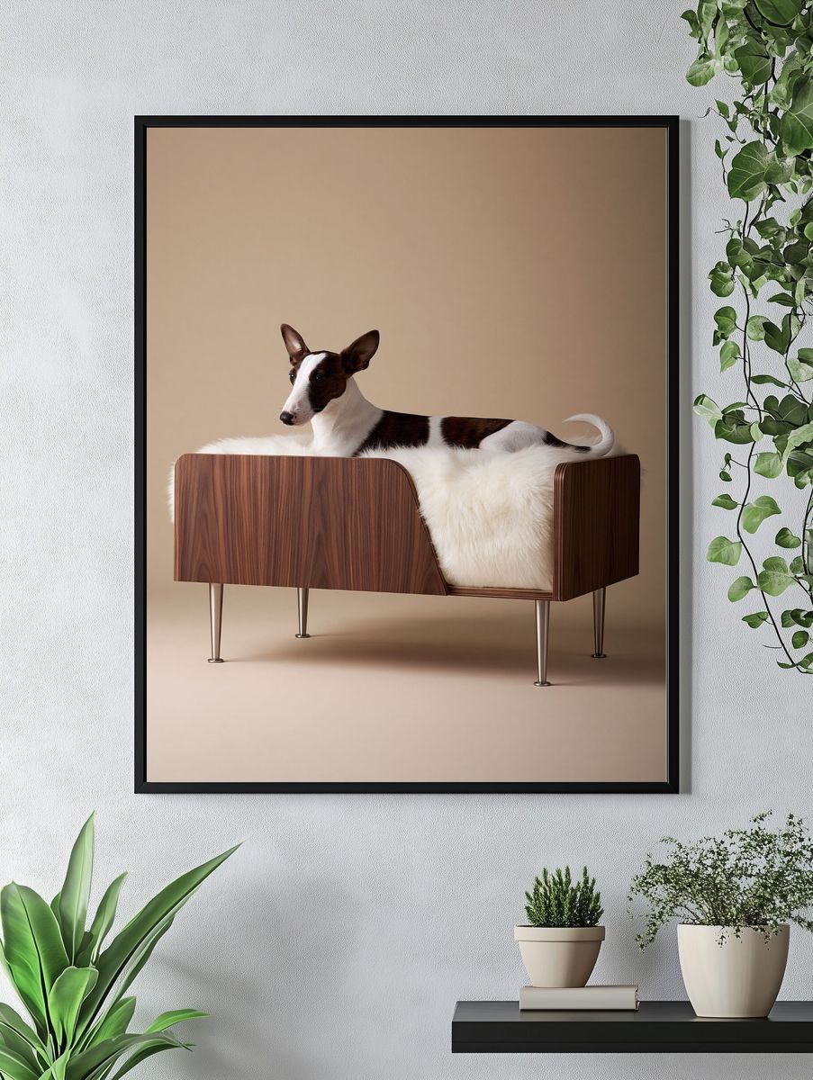 Basenji in Modern Chair Poster. — room view 4
