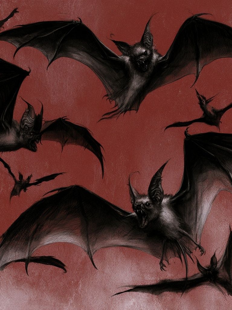 Flying Bats Illustration Poster. poster — animals art