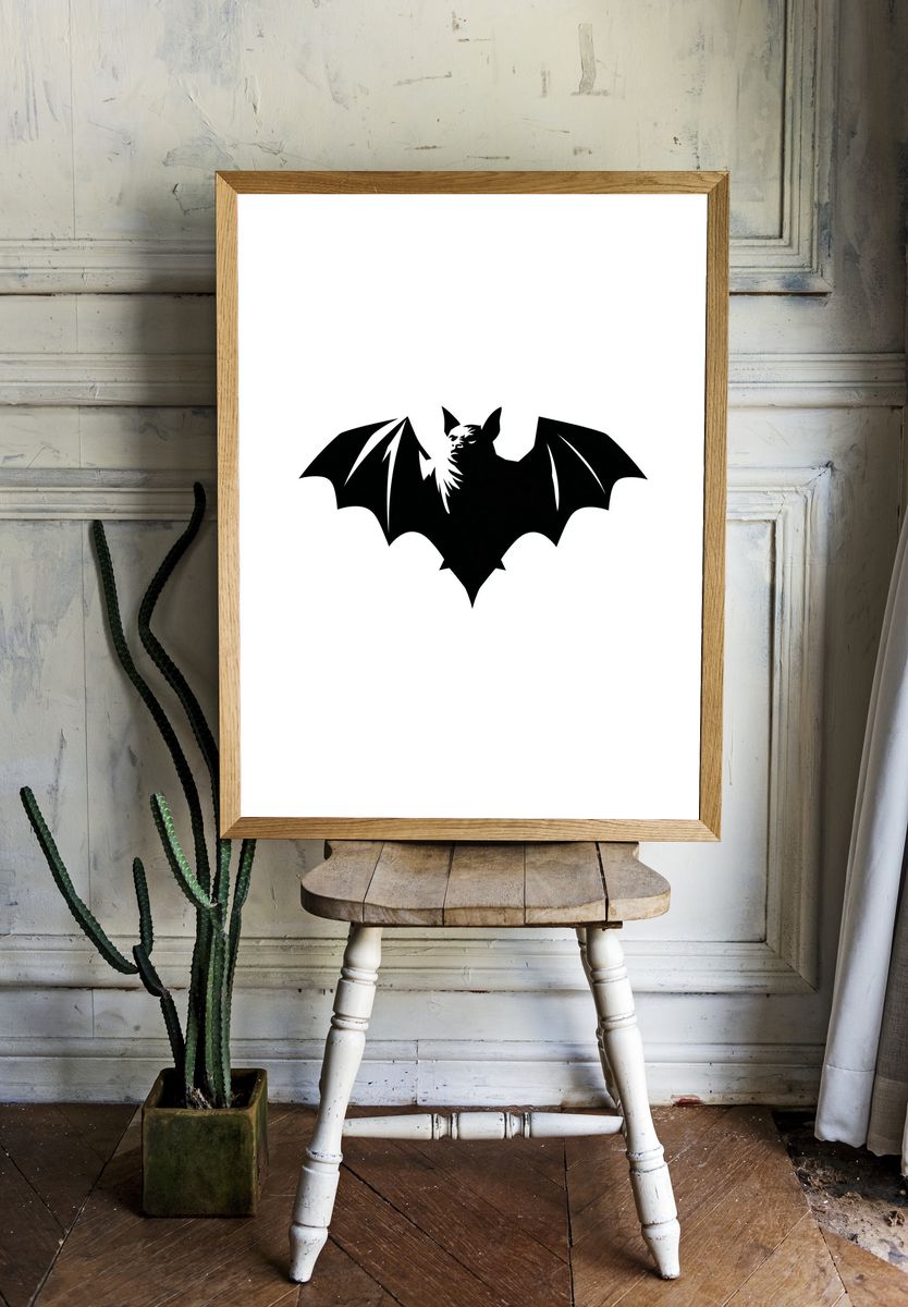 Bat Silhouette Minimalist Poster. — room view 1