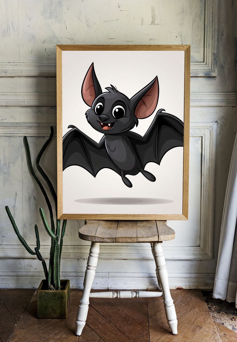 Cute Bat Cartoon Poster. — room view 1
